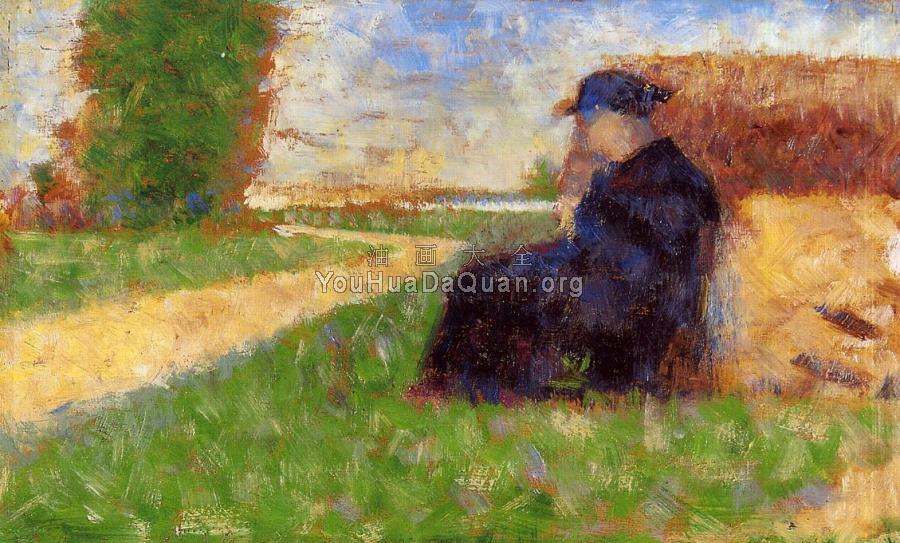 Large Figure in a Landscape - 乔治·修拉